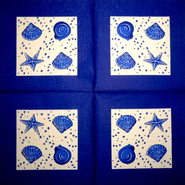 094 Muscheln - 3-lagig (blau) - Home Fashion